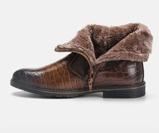 The Wotna - Alligator Leather Winter Ankle Boots - WanderMart Co.