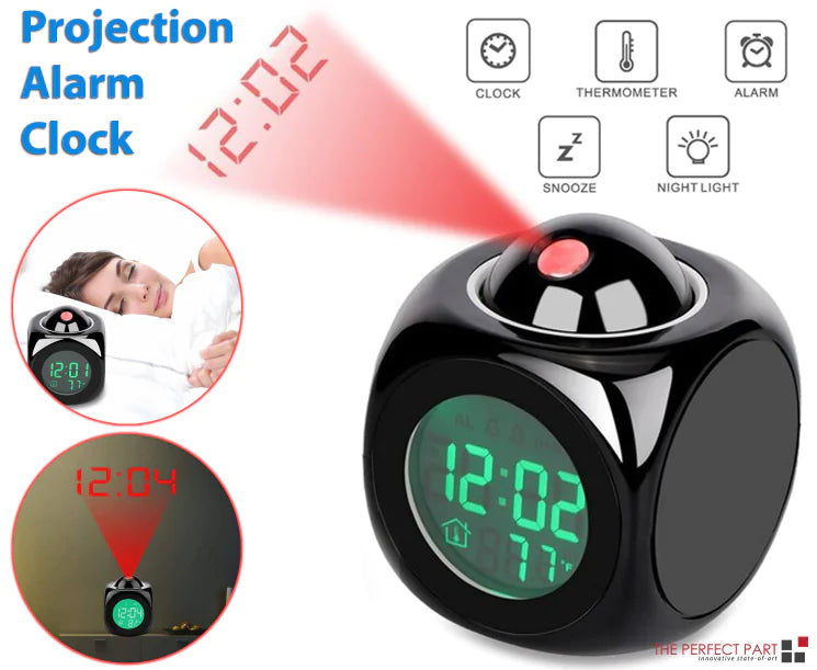 LED Projection Alarm Clock Digital LCD Display Voice Talking Weather Snooze USB - WanderMart Co.