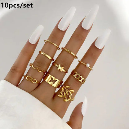 Gold Geometric Ring Set - WanderMart Co.