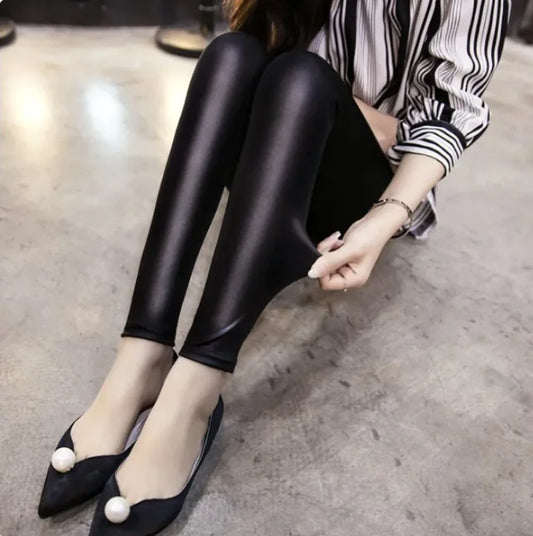 Velvet Touch Stretch Faux Leather Pants - WanderMart Co.