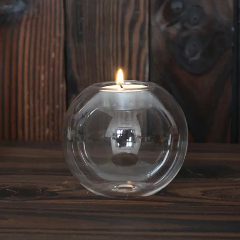 Transparent Glass Candle Holder - WanderMart Co.