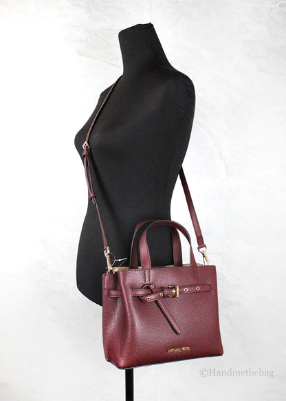 Michael Kors Emilia Small Dark Cherry Leather Satchel Bag