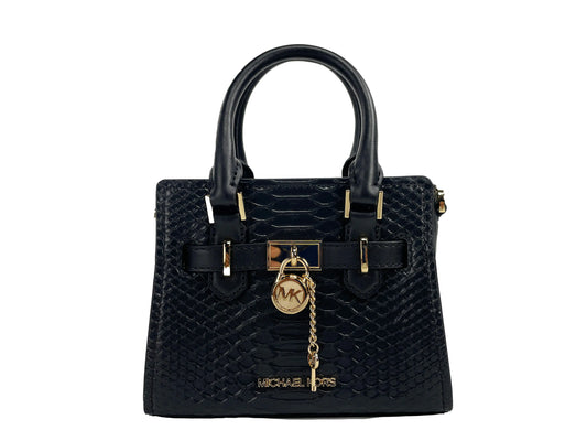 Michael Kors Hamilton XS Black Snake Satchel Bag - WanderMart Co.