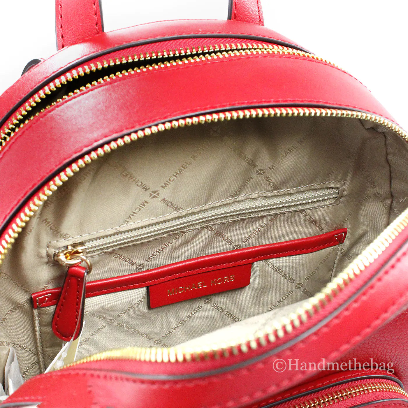 Michael Kors Jaycee Medium Red Zip Pocket Backpack - WanderMart Co.