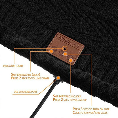 Beanie With Headphone Speaker Mic - WanderMart Co.