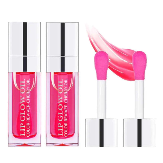 Hydrating Lip Glow Oil, Plumping Lip Gloss, Moisturizing Lip Oil Gloss, Transparent Moisturizing Lip Balm, Natural Lip Plumper, Lip Plumper Gloss Make Lips Fuller and Moisturizing (2pcs Cherry) 2pcs Cherry - WanderMart Co.