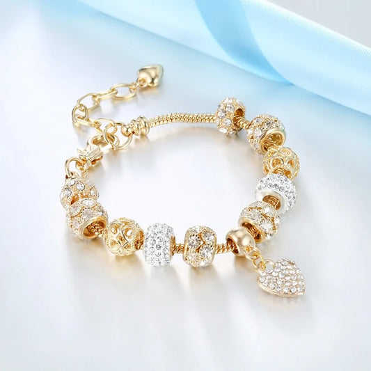 Cubic Charm Gold Heart Bracelets For Women - WanderMart Co.