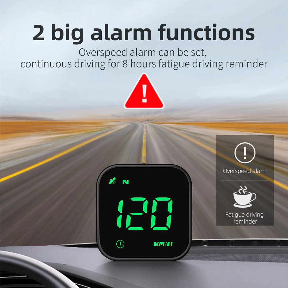 Digital Car HUD GPS Speedometer Head Up Display MPH KMH Compass Overspeed Alarm - WanderMart Co.