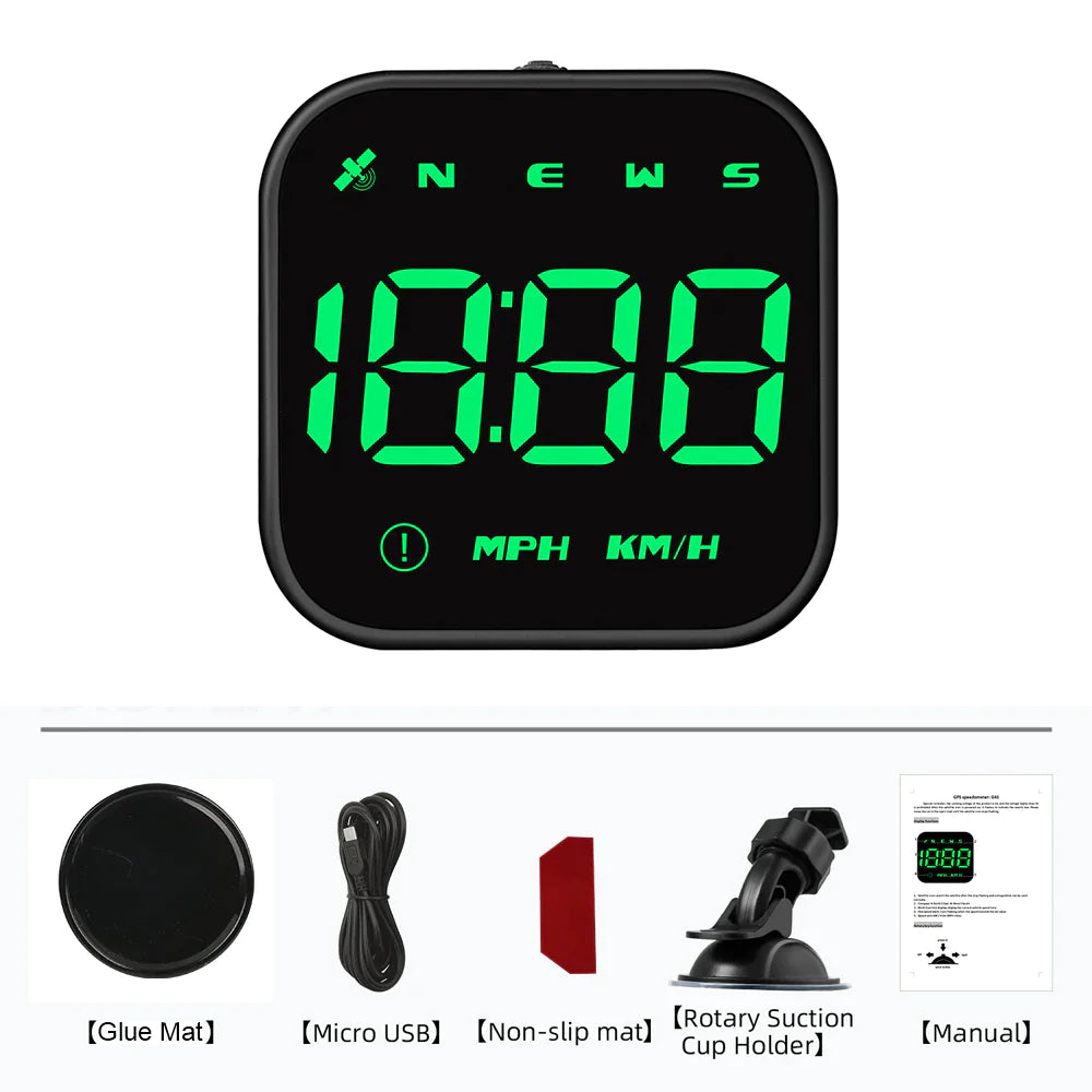 Digital Car HUD GPS Speedometer Head Up Display MPH KMH Compass Overspeed Alarm - WanderMart Co.