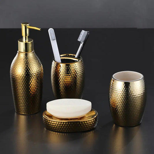 Golden Ceramic 4-Piece Bathroom Set - WanderMart Co.