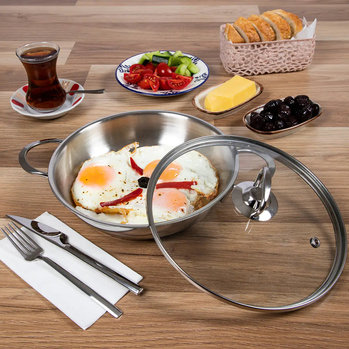 Serenk Modernist Stainless Steel Omelette Pan, 20 cm - WanderMart Co.