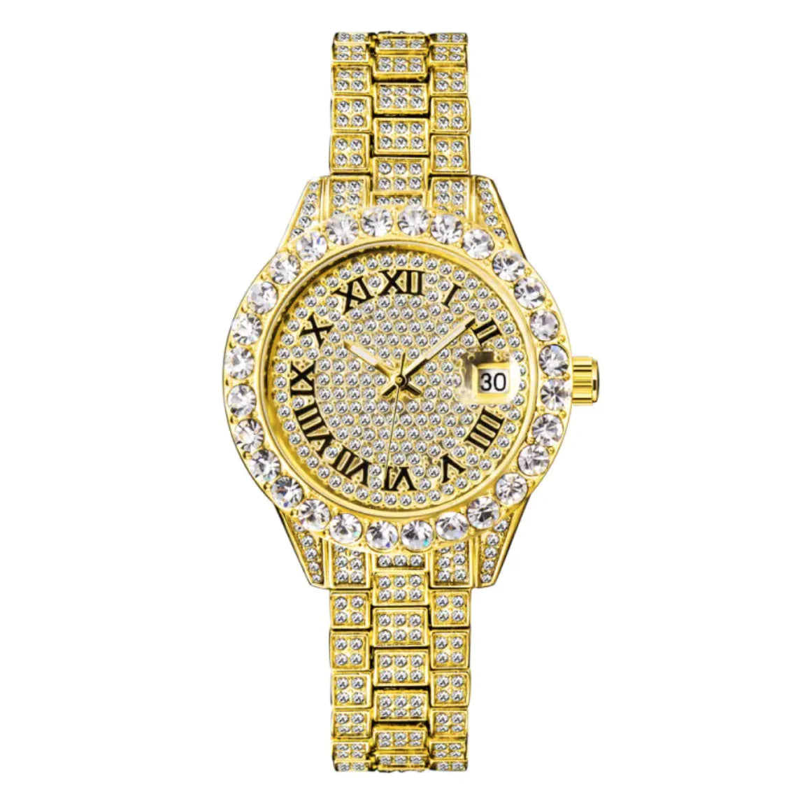 Luminous Women's Quartz Watch with Diamond Inlaid Waterproof Design and Calendar - WanderMart Co.