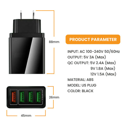 Fast Charge 3.0 USB Hub Wall Charger - WanderMart Co.