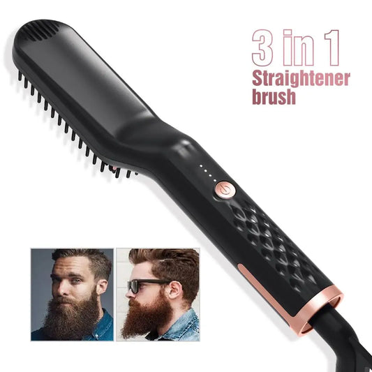 3 In 1 Multifunctional Hair Comb Brush Beard Straightener - WanderMart Co.