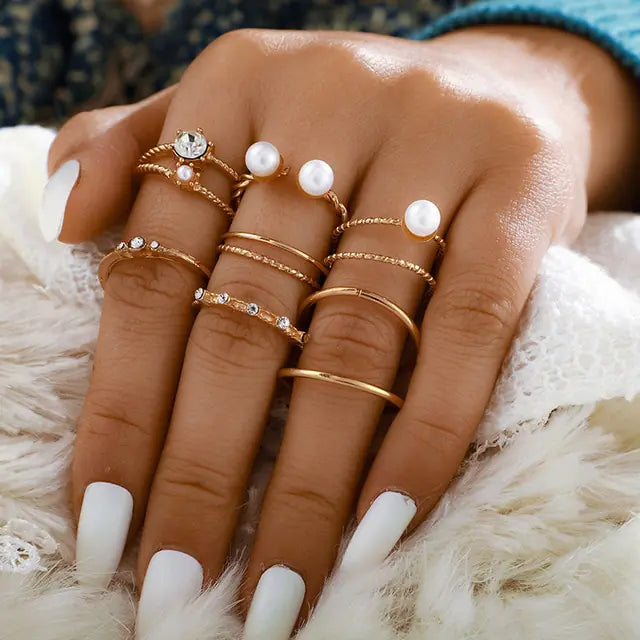 Fashion Boho Crystal Joint Ring Set - WanderMart Co.