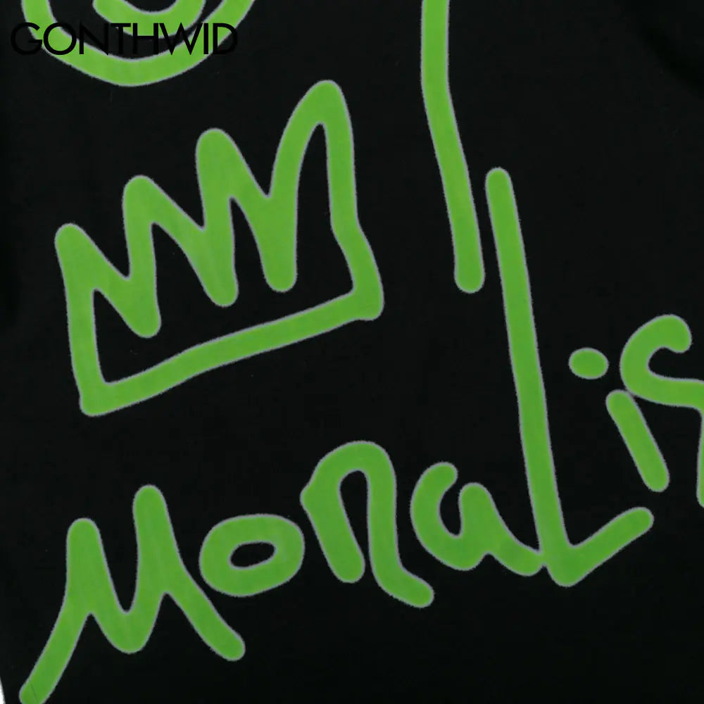 Graffiti Mona Lisa Smile Face Streetwear T-Shirts - WanderMart Co.