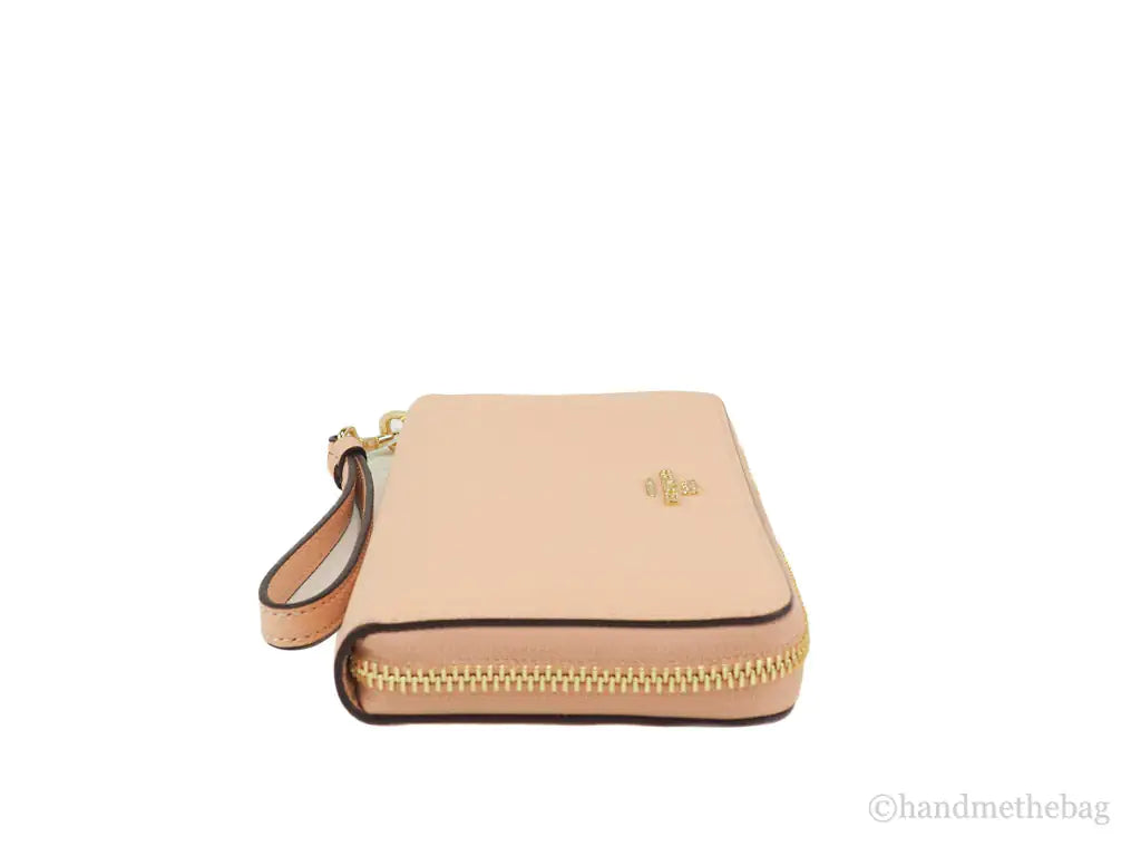 Coach Long Faded Blush Crossgrain Leather Zip Around Wallet - WanderMart Co.