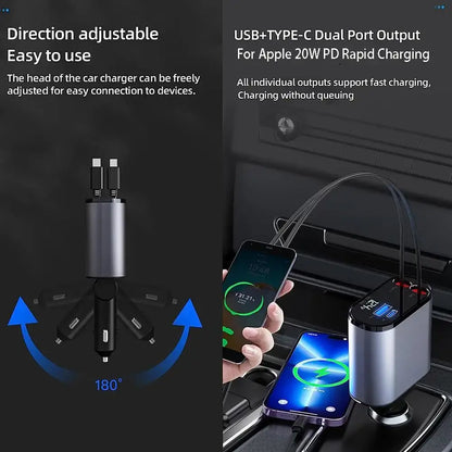 4 IN 1 Retractable Car Charger - WanderMart Co.