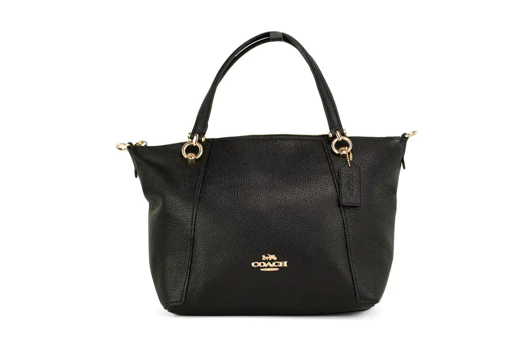 Coach Kacey Black Leather Top Zip Satchel Crossbody Bag - WanderMart Co.