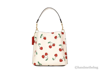 Coach Mollie 22 Small Heart Cherry Coated Canvas Bucket - WanderMart Co.