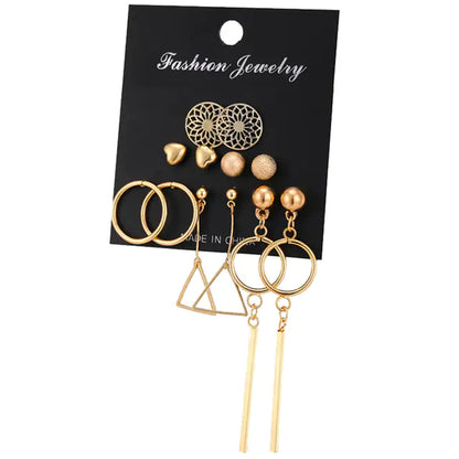 Gold Sequin Drop Earrings Set - WanderMart Co.