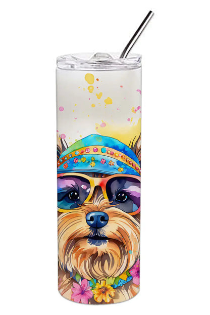 Yorkshire Terrier Hippie Dawg Stainless Steel Skinny Tumbler - WanderMart Co.