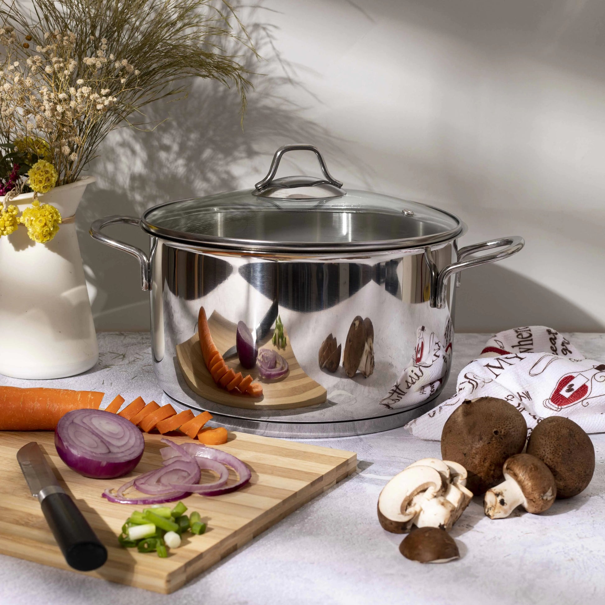 Serenk Modernist Stainless Steel Stock Pot, 24 cm - WanderMart Co.