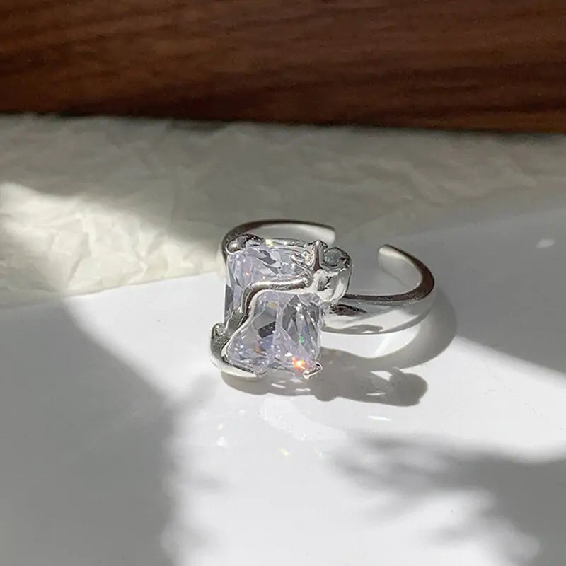 Adjustable Square Zircon Ring - WanderMart Co.