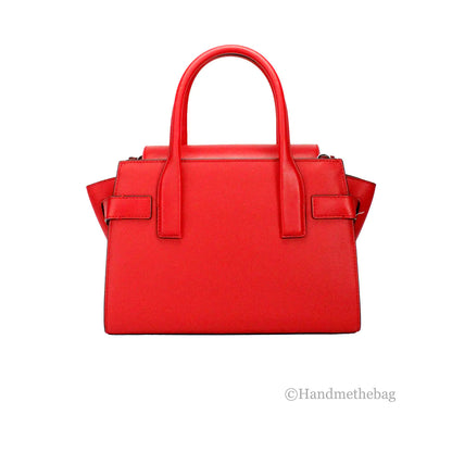 Michael Kors Carmen Medium Bright Red Vegan Leather Satchel - WanderMart Co.