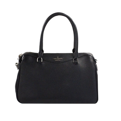 Kate Spade Mimi Medium Black Refined Grain Leather Satchel - WanderMart Co.