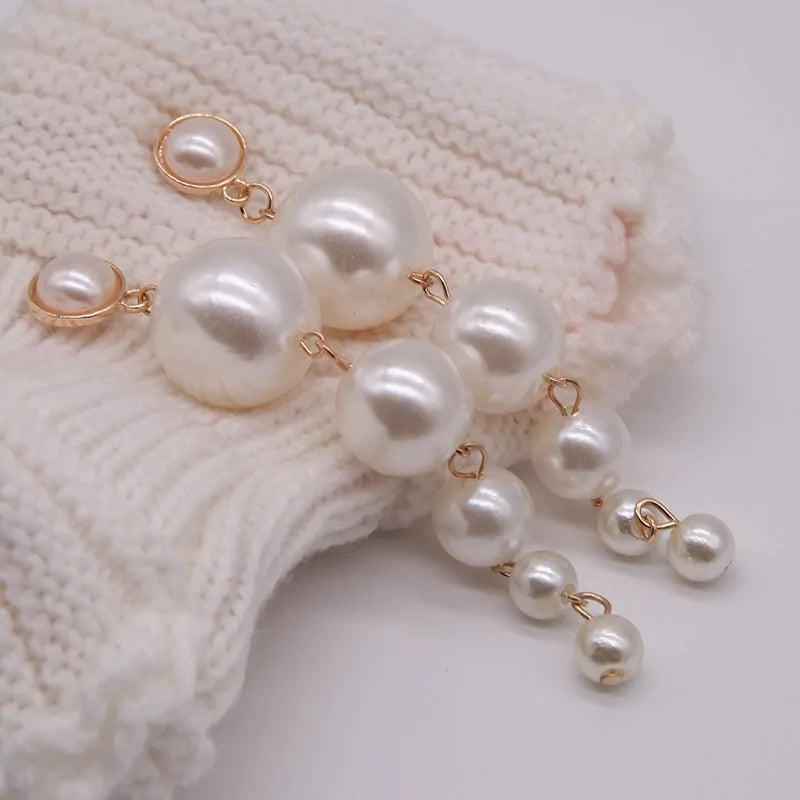 Multiple Imitation Pearls Long Earrings - WanderMart Co.