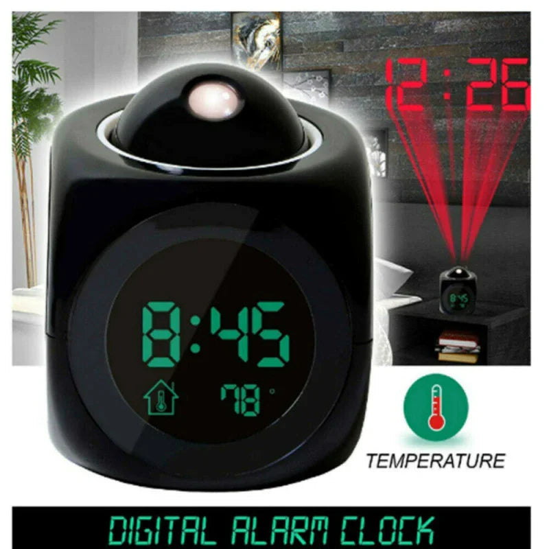 LED Projection Alarm Clock Digital LCD Display Voice Talking Weather Snooze USB - WanderMart Co.