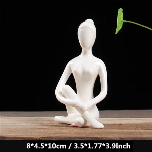 White Ceramic Yoga Figurines - WanderMart Co.