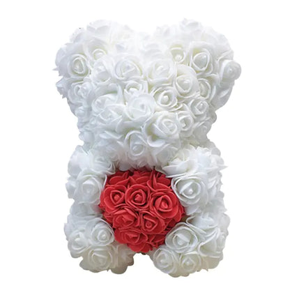 25cm Rose Teddy Bear From Flowers Bear With Flowers Red Rose Bear - WanderMart Co.