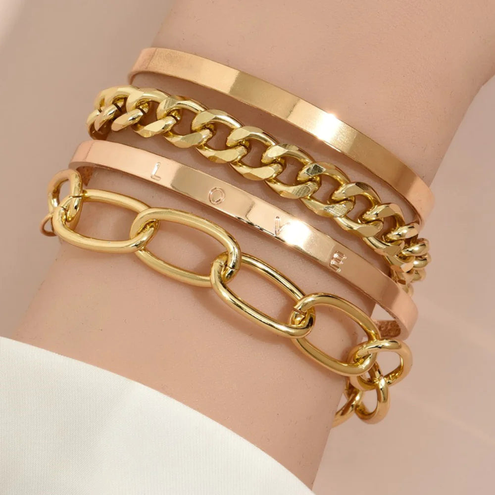 Glossy Chain Bracelet Set