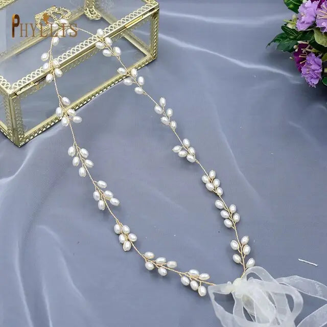 S01 Beaded Wedding Belt Pearls - WanderMart Co.