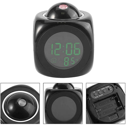 LED Projection Alarm Clock Digital LCD Display Voice Talking Weather Snooze USB - WanderMart Co.