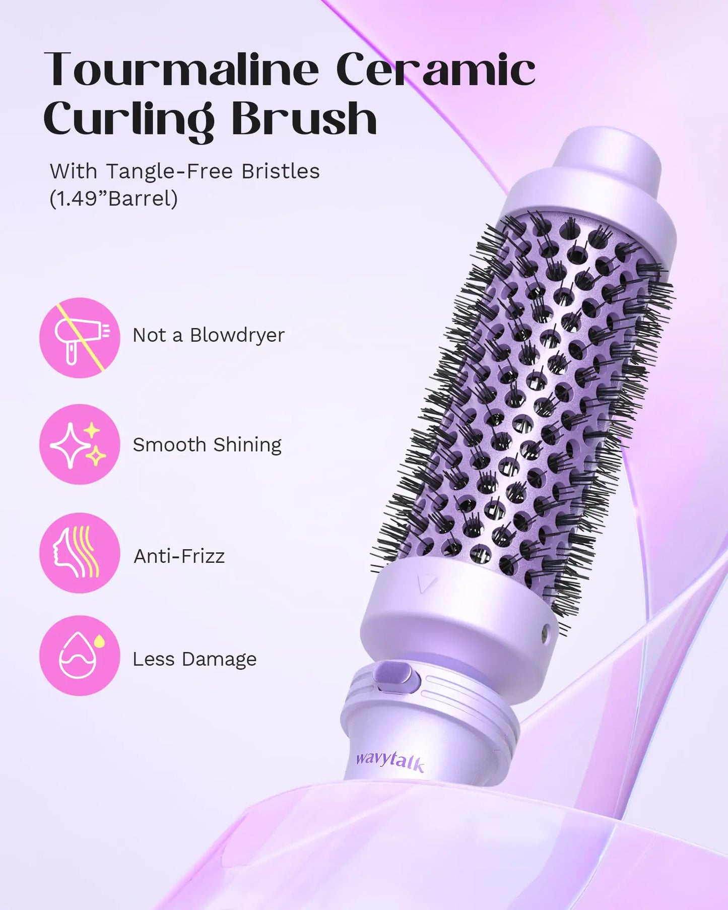 Wavytalk 5 in 1 Curling Iron,Curling Wand Set with Curling Brush and 4 Interchangeable Ceramic Curling Wand(0.5”-1.25”),Instant Heat Up,Include Heat Protective Glove & 2 Clips (Purple) Curling Wand （0.5"-1.25" ） Purple Lavender - WanderMart Co.