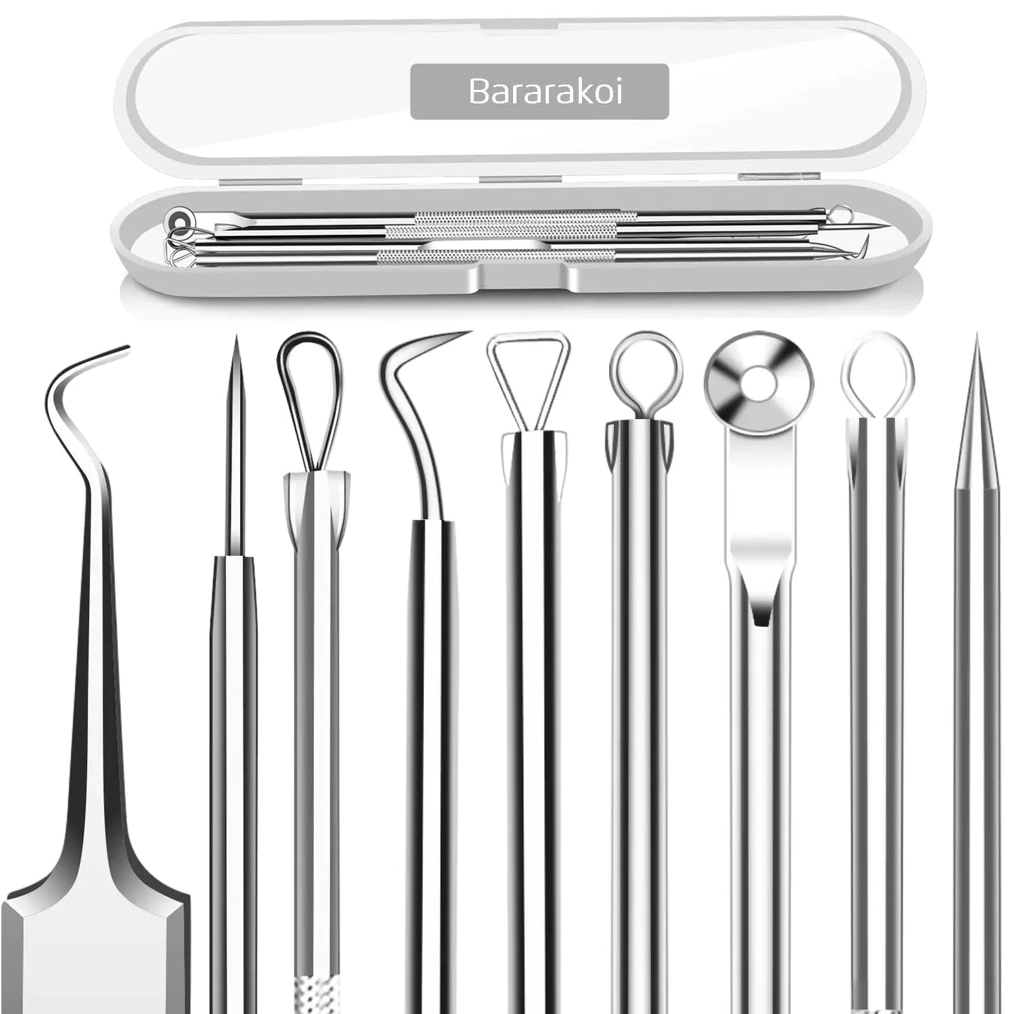 5PCS Blackhead Remover Comedone Extractor, Curved Blackhead Tweezers Kit, Professional Stainless Pimple Acne Blemish Removal Tools Kit - WanderMart Co.