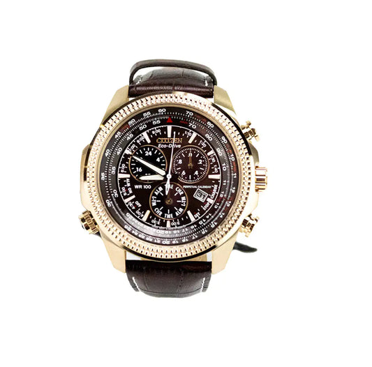 Citizen Perpetual Calendar Chrono Crocodile Print Leather Strap Watch - WanderMart Co.