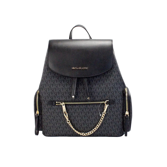 Michael Kors Jet Set Black Large PVC Chain Backpack - WanderMart Co.