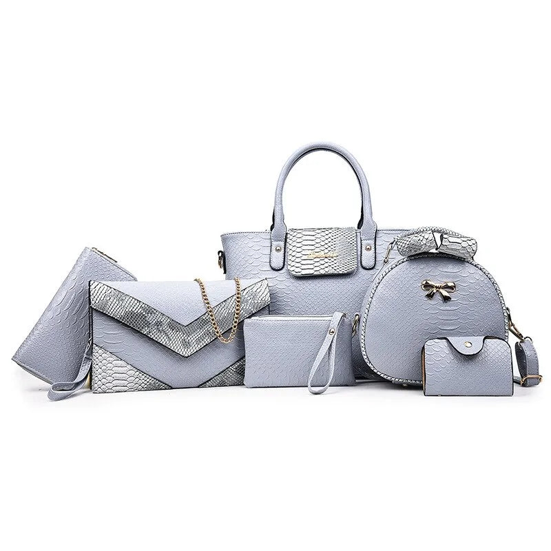 Women's 6-Piece Snake Pattern Bag Set - WanderMart Co.