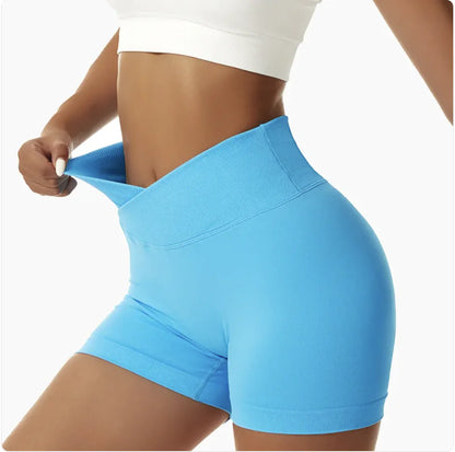 High-Waist Elastic Yoga Shorts with Peach-Lift Design - WanderMart Co.