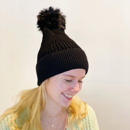 Chenille Pom Beanie - WanderMart Co.