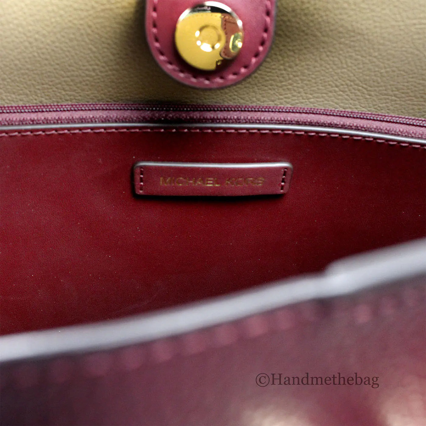 Michael Kors Reed Large Dark Cherry Leather Belted Tote - WanderMart Co.