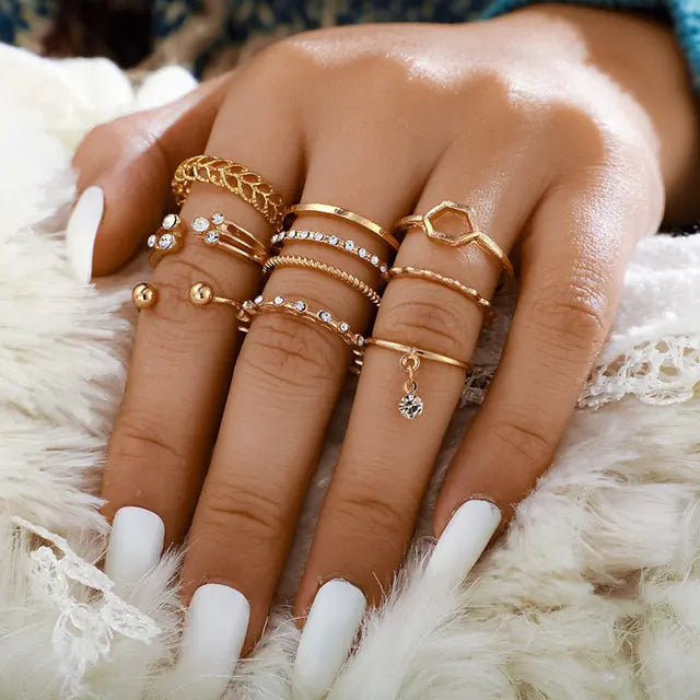 Fashion Boho Crystal Joint Ring Set - WanderMart Co.