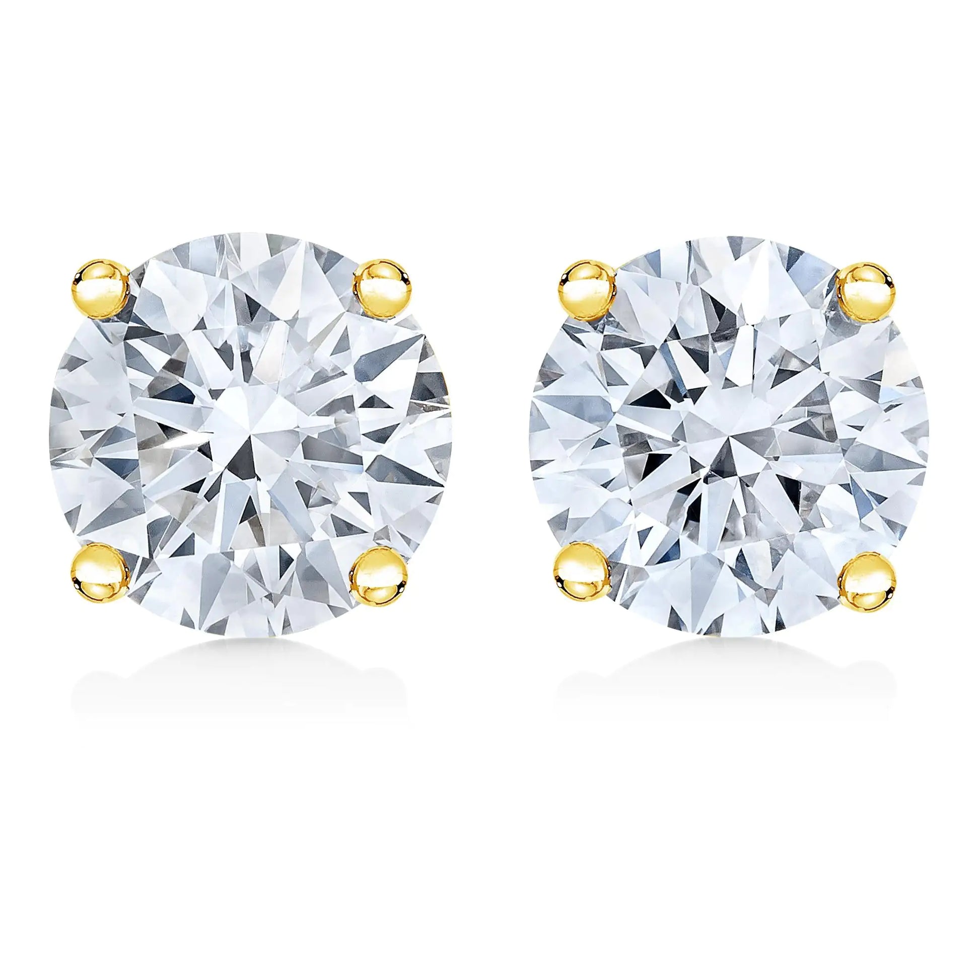 14K Gold 1/2 Cttw Round Brilliant Cut Lab Grown Diamond 4-Prong Classic Solitaire Stud Earrings - WanderMart Co.