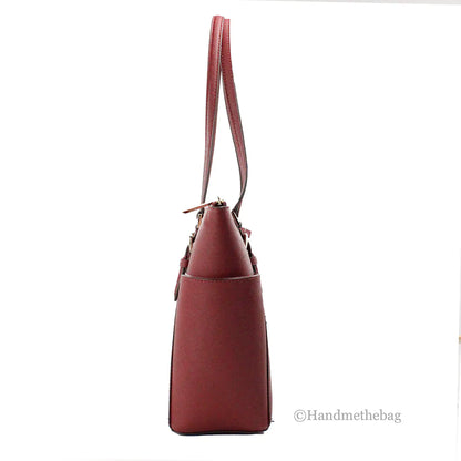 Michael Kors Charlotte Dark Cherry Large Top Zip Tote - WanderMart Co.