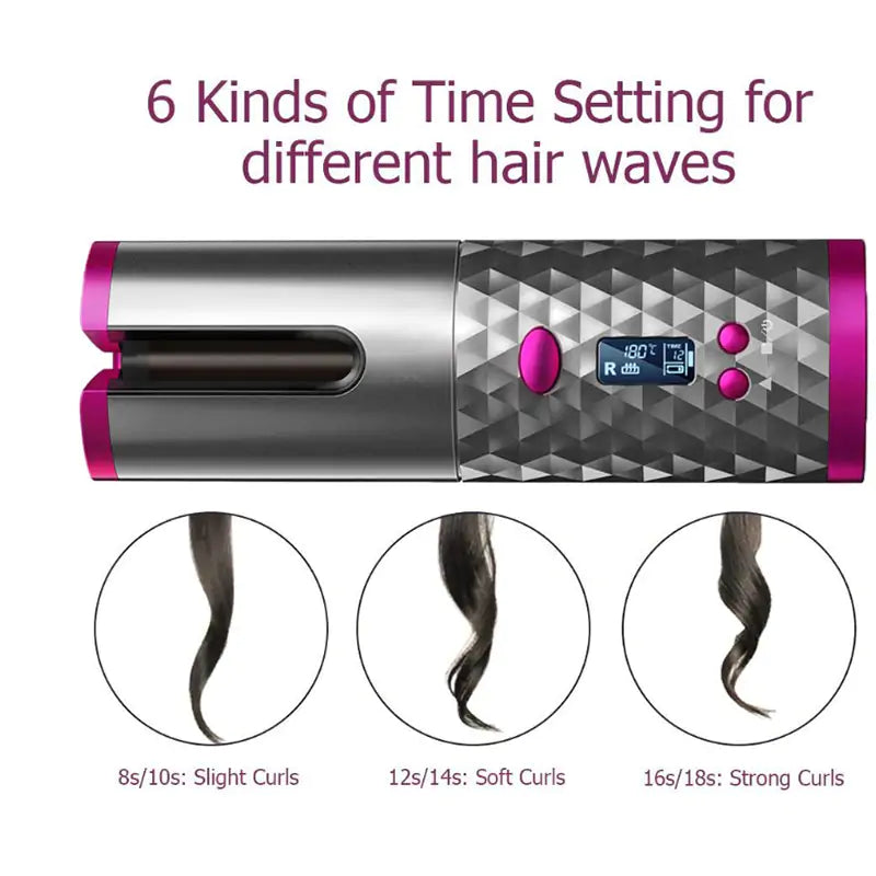 Cordless Rotating Hair Curler - WanderMart Co.