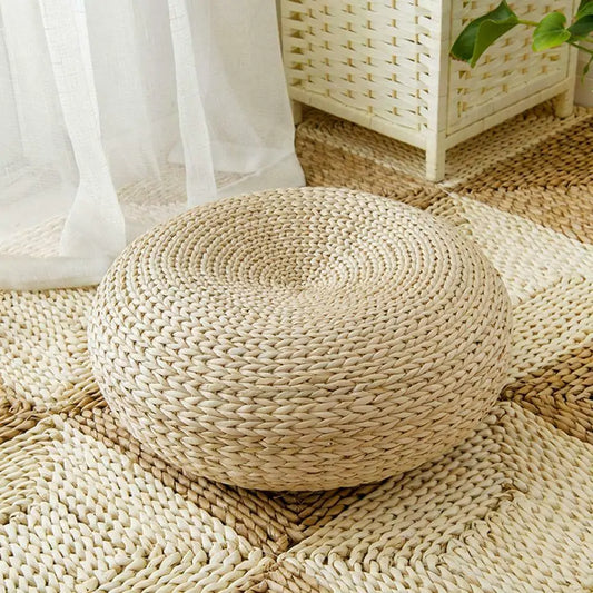 Round Straw Tatami Meditation Cushion - WanderMart Co.